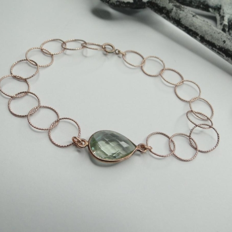 Armband rosévergoldet grüner Quarz