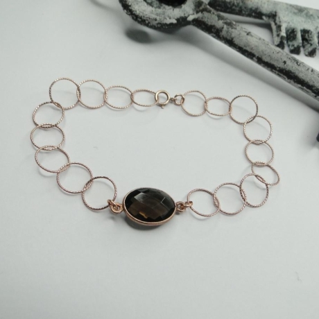 Armband rosévergoldet Rauchquarz