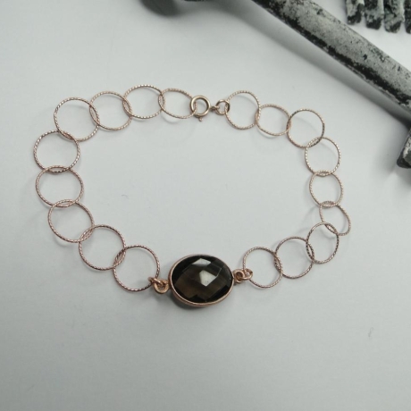 Armband rosévergoldet Rauchquarz