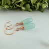 Ohrringe Aqua Chalcedon Briolette rosévergoldet Wire wrapped