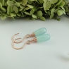 Ohrringe Aqua Chalcedon Briolette rosévergoldet Wire wrapped