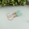 Ohrringe Aqua Chalcedon Briolette rosévergoldet Wire wrapped
