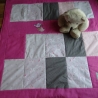 Krabbeldecke Storch, Patchwork, Kuscheldecke, Tagesdecke