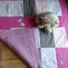 Krabbeldecke Storch, Patchwork, Kuscheldecke, Tagesdecke