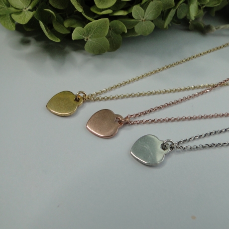 Kette Herz Heart Silber rosévegoldet gelbvergoldet Farbwahl