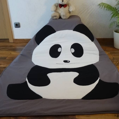 Krabbeldecke Panda, Patchwork, Kuscheldecke, Tagesdecke
