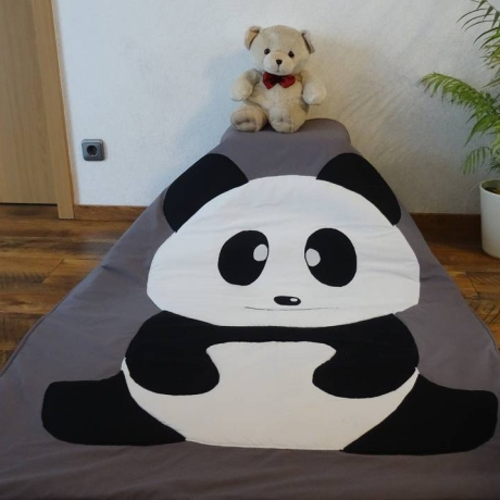 Krabbeldecke Panda, Patchwork, Kuscheldecke, Tagesdecke