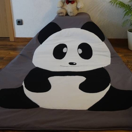 Krabbeldecke Panda, Patchwork, Kuscheldecke, Tagesdecke