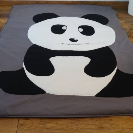 Krabbeldecke Panda, Patchwork, Kuscheldecke, Tagesdecke