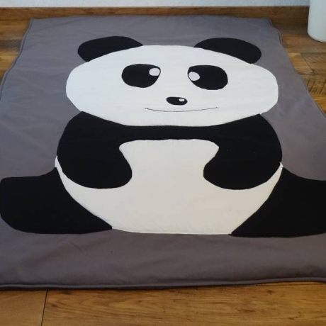 Krabbeldecke Panda, Patchwork, Kuscheldecke, Tagesdecke