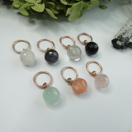 Edelsteinanhänger Gem DOT Kugel Farbwahl rosévergoldet