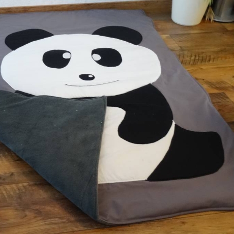 Krabbeldecke Panda, Patchwork, Kuscheldecke, Tagesdecke