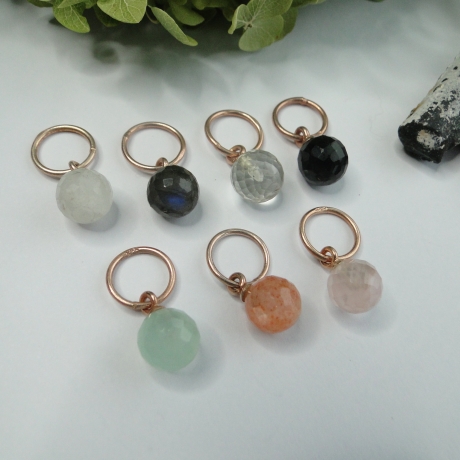 Edelsteinanhänger Gem DOT Kugel Farbwahl rosévergoldet