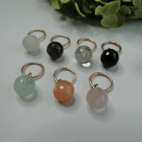 Edelsteinanhänger Gem DOT Kugel Farbwahl rosévergoldet