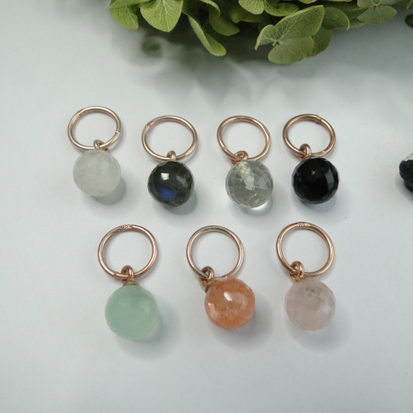 Edelsteinanhänger Gem DOT Kugel Farbwahl rosévergoldet