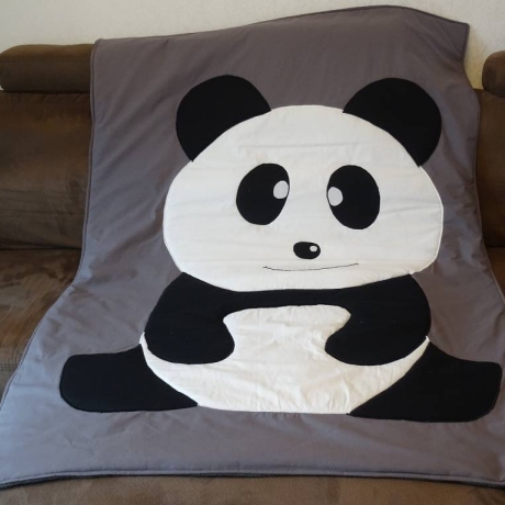 Krabbeldecke Panda, Patchwork, Kuscheldecke, Tagesdecke