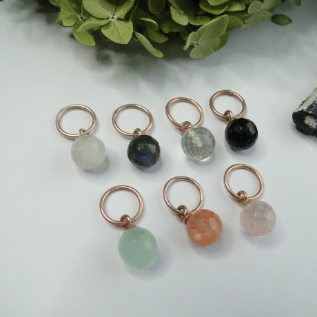 Edelsteinanhänger Gem DOT Kugel Farbwahl rosévergoldet