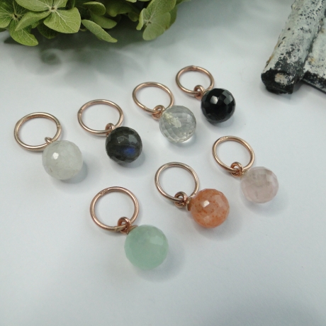 Edelsteinanhänger Gem DOT Kugel Farbwahl rosévergoldet