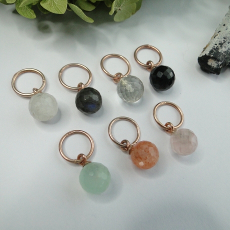 Edelsteinanhänger Gem DOT Kugel Farbwahl rosévergoldet