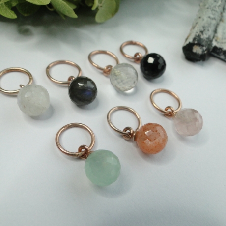 Edelsteinanhänger Gem DOT Kugel Farbwahl rosévergoldet