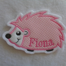 Applikation/Aufnäher  Igel mit Wunschnamen max. 7 Buchstaben