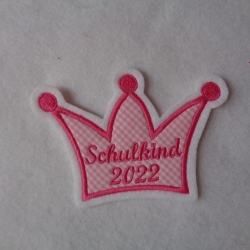 Applikation/Aufnäher Krone Schulkind mit akt. Jahreszahl