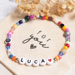 Personalisiertes Armband, Name, Herz, Freundschaftsarmband, bunt