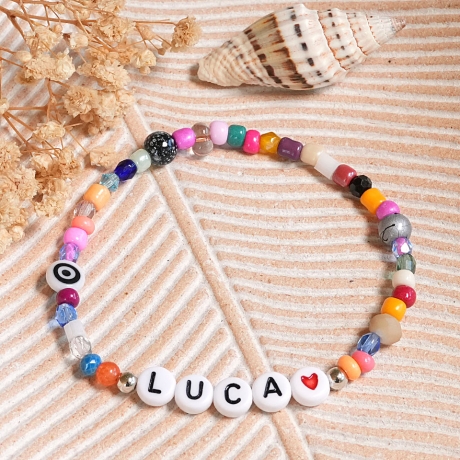 Personalisiertes Armband, Name, Herz, Freundschaftsarmband, bunt