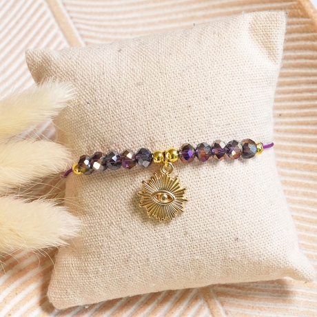 Makramee-Armband mit Sonne & Evil Eye, Freundschaftsarmband