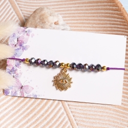 Makramee-Armband mit Sonne & Evil Eye, Freundschaftsarmband