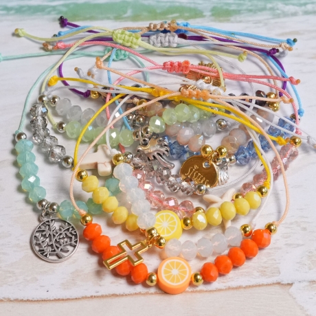 Makramee-Armband mit Sonne & Evil Eye, Freundschaftsarmband
