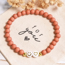 Smiley Armband mit Herz, Perlenarmband, Freundschaftsarmband