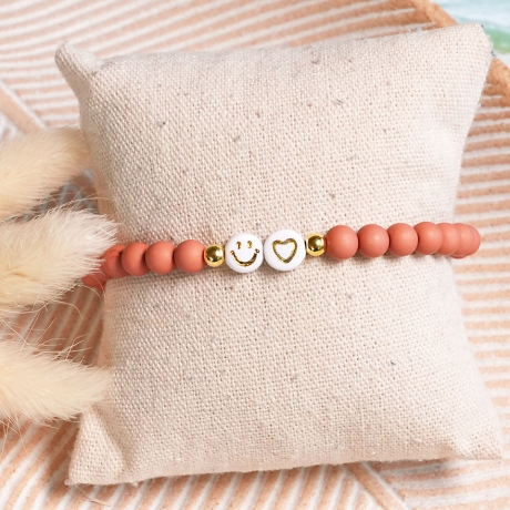Smiley Armband mit Herz, Perlenarmband, Freundschaftsarmband