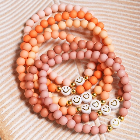 Smiley Armband mit Herz, Perlenarmband, Freundschaftsarmband