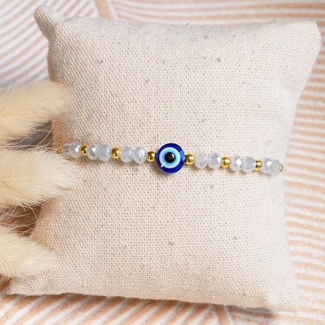 Evil Eye Makramee-Armband, Freundschaftsarmband, Perlenarmband