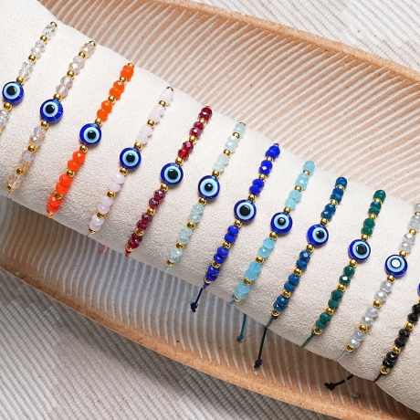 Evil Eye Makramee-Armband, Freundschaftsarmband, Perlenarmband