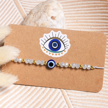 Evil Eye Makramee-Armband, Freundschaftsarmband, Perlenarmband