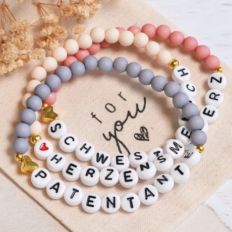 Perlenarmband Patentante, Freundschaftsarmband, Geschenk, Taufe