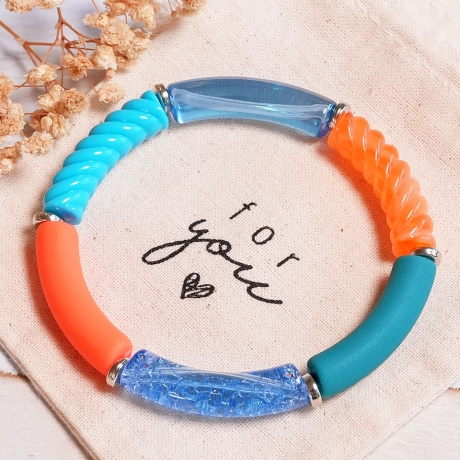 Armband, Tubeperlen, Armreif, Röhrenperlen, bunt, Festival