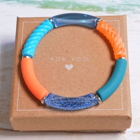 Armband, Tubeperlen, Armreif, Röhrenperlen, bunt, Festival