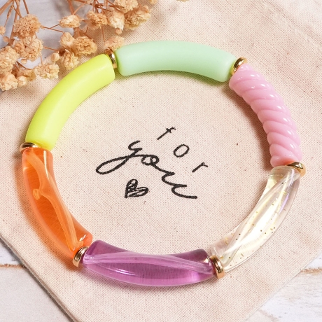 Tubeperlen Armband, bunt, Armreif, Röhrenperlen, Festival