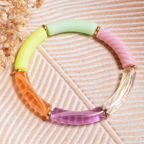 Tubeperlen Armband, bunt, Armreif, Röhrenperlen, Festival