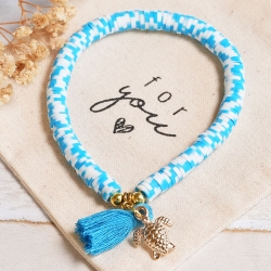 Perlenarmband Katsuki, Heishi, Schildkröte, Quaste, Hippie, Boho