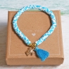 Perlenarmband Katsuki, Heishi, Schildkröte, Quaste, Hippie, Boho