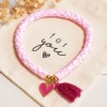 Perlenarmband Katsuki, Heishi, Herz, Quaste, Neon, Hippie, Boho
