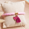 Perlenarmband Katsuki, Heishi, Herz, Quaste, Neon, Hippie, Boho