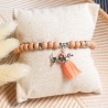 Perlenarmband Dackel Quaste Holzperlen, Geschenk, Hundeliebhaber
