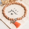 Perlenarmband Dackel Quaste Holzperlen, Geschenk, Hundeliebhaber