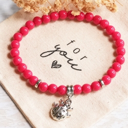 Armband mit Glückskäfer – Perlenarmband, Geschenkidee Boho Hippie