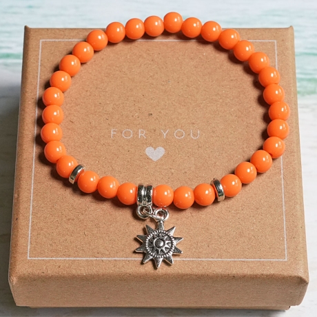 Perlenarmband Sonne Orange – Glücksarmband & Freundschaftsarmband